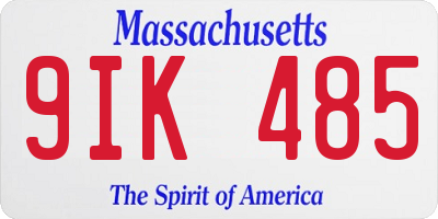 MA license plate 9IK485