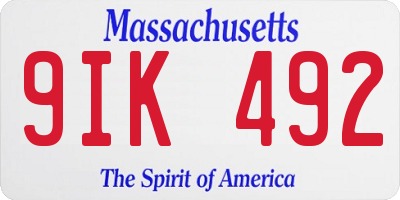 MA license plate 9IK492