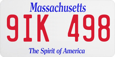 MA license plate 9IK498