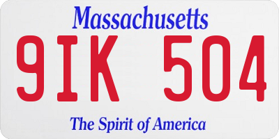 MA license plate 9IK504