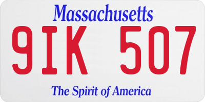 MA license plate 9IK507