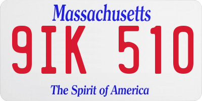 MA license plate 9IK510
