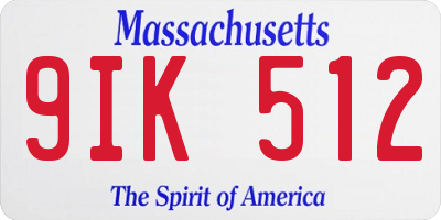 MA license plate 9IK512