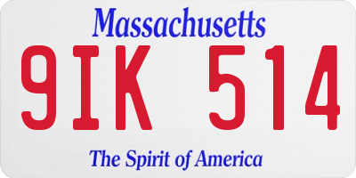 MA license plate 9IK514