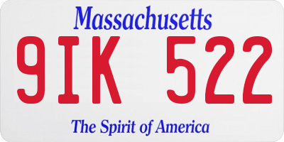 MA license plate 9IK522
