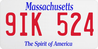 MA license plate 9IK524