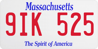 MA license plate 9IK525