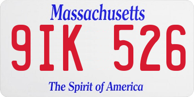 MA license plate 9IK526