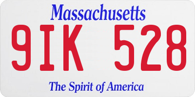 MA license plate 9IK528