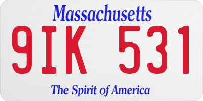 MA license plate 9IK531