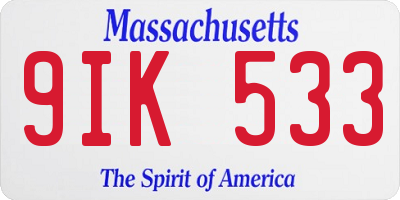 MA license plate 9IK533