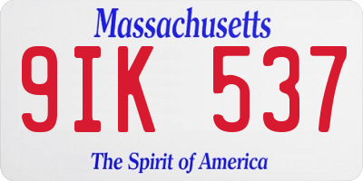 MA license plate 9IK537