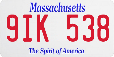 MA license plate 9IK538