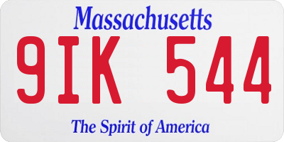 MA license plate 9IK544