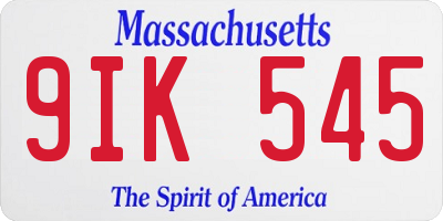 MA license plate 9IK545