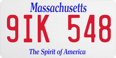 MA license plate 9IK548