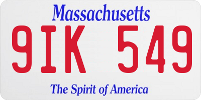 MA license plate 9IK549