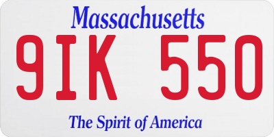 MA license plate 9IK550
