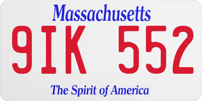 MA license plate 9IK552