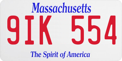 MA license plate 9IK554
