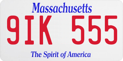 MA license plate 9IK555