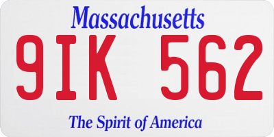 MA license plate 9IK562