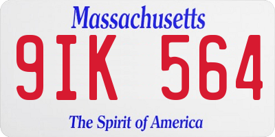 MA license plate 9IK564