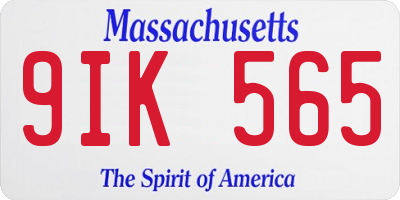 MA license plate 9IK565