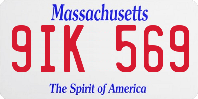 MA license plate 9IK569