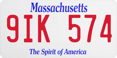 MA license plate 9IK574