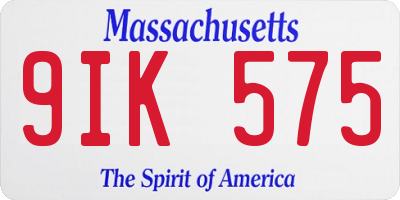 MA license plate 9IK575