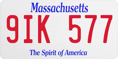 MA license plate 9IK577