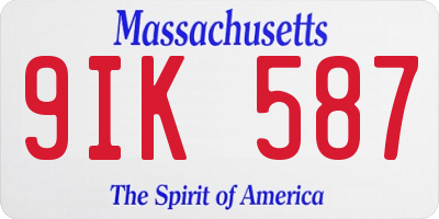 MA license plate 9IK587
