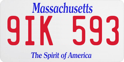 MA license plate 9IK593