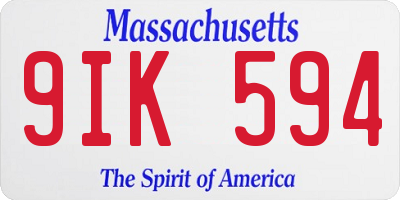 MA license plate 9IK594
