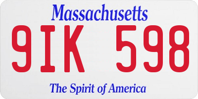 MA license plate 9IK598