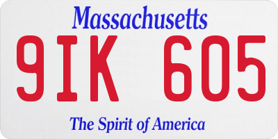 MA license plate 9IK605