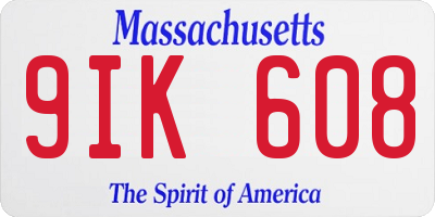 MA license plate 9IK608