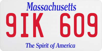 MA license plate 9IK609