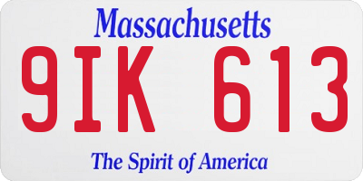 MA license plate 9IK613