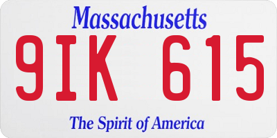 MA license plate 9IK615