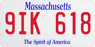 MA license plate 9IK618
