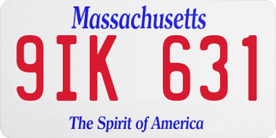 MA license plate 9IK631