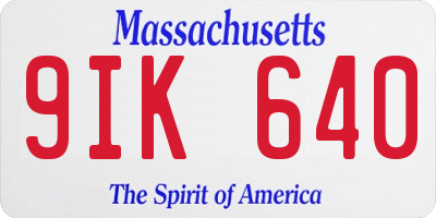 MA license plate 9IK640