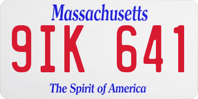 MA license plate 9IK641