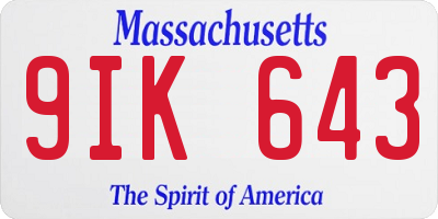 MA license plate 9IK643