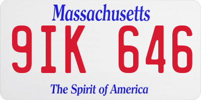 MA license plate 9IK646