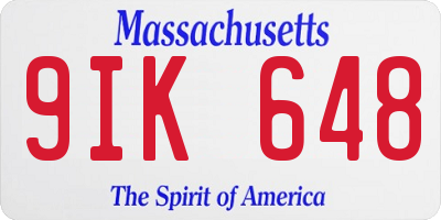 MA license plate 9IK648