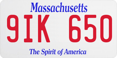 MA license plate 9IK650