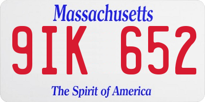 MA license plate 9IK652